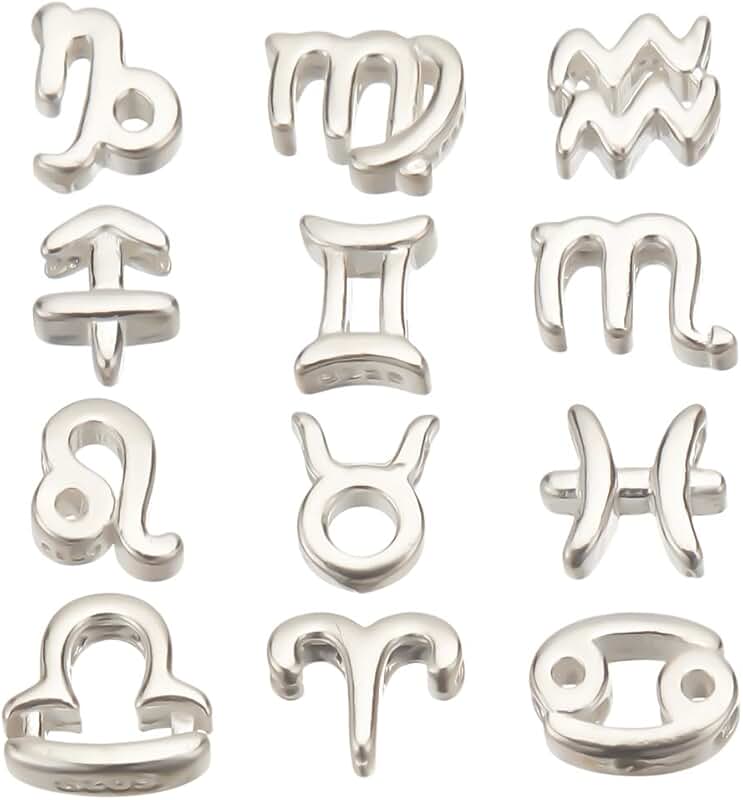 12 Sterling Silver Zodiac Constellation Beads for Jewelry Making