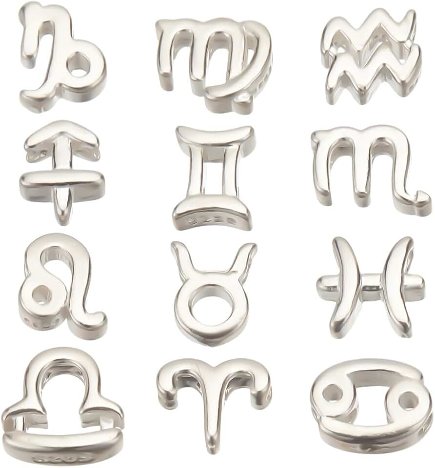 12 Sterling Silver Zodiac Constellation Beads for Jewelry Making
