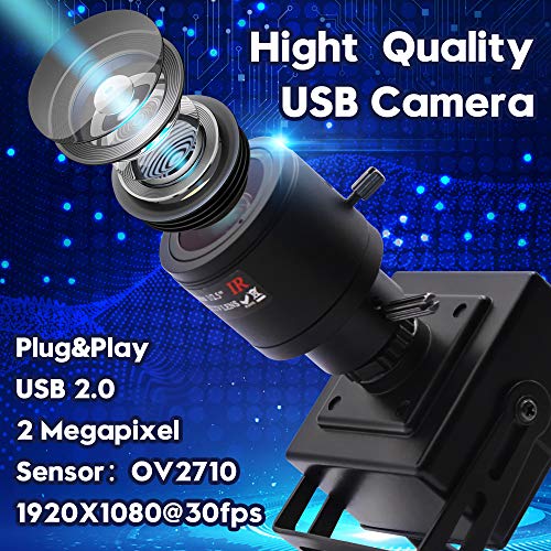 2.8-12mm Varifocal Lens USB Camera High fps Full HD 1080p Web Camera with CMOS OV2710 Image Sensor,640X480@100fps USB2.0 Webcam Manual Zoom&Focus USB with Camera UVC for Use in Linux Windows Android