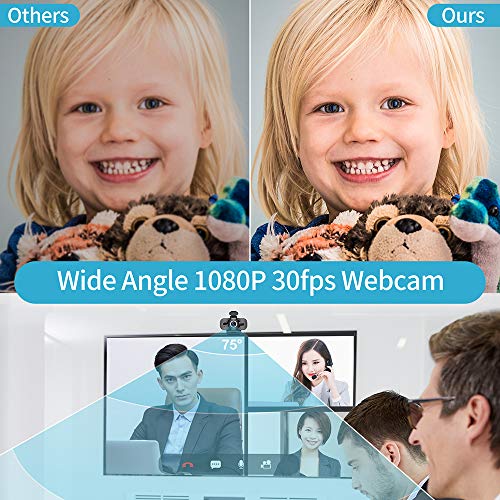 Webcam with Microphone, 1080P Webcam, Desktop Laptop Computer USB Web Camera with Privacy Cover and Tripod, Plug and Play for Video Streaming, Conference,Gaming, Online Classes (with Tripod)