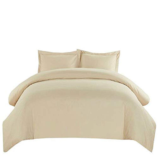 s Solid Beige 550-Thread-Count 3pc Full  Queen Duvet-Cover 100-Percent Cotton, Sateen Solid