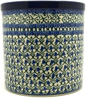 Polish Pottery Utensil Holder with Tulip Design