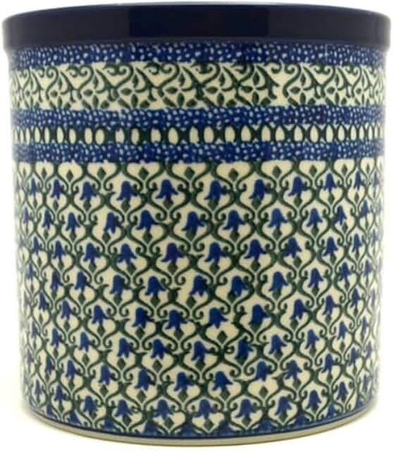 Polish Pottery Utensil Holder with Tulip Design