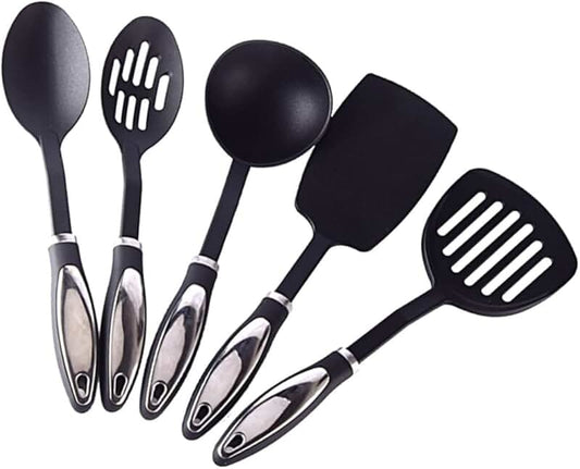 Set of 8 Wooden Cooking Spoons with Holder