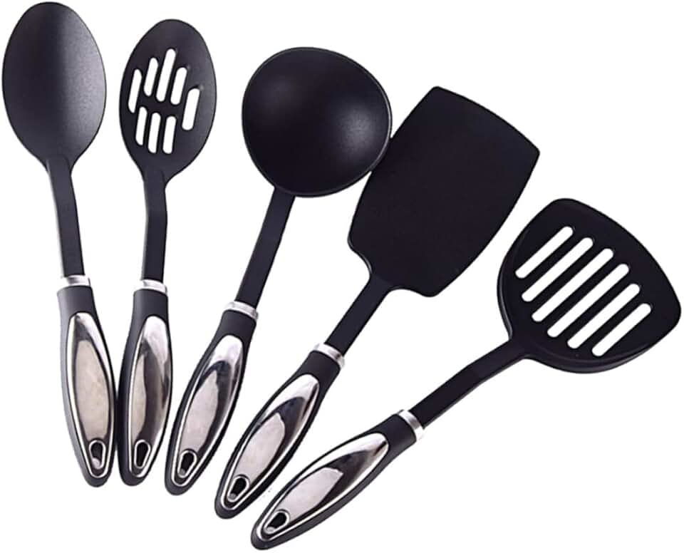 Set of five heat-resistant nylon cooking utensils