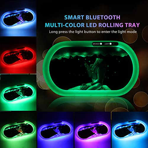 Bluetooth Speaker LED Glow Light Up Tray - 7 Colors Party Mode Rechargeable, Lights with Music, Fashionable Pattern Finish with Smooth Rounded Edges - Red Girl