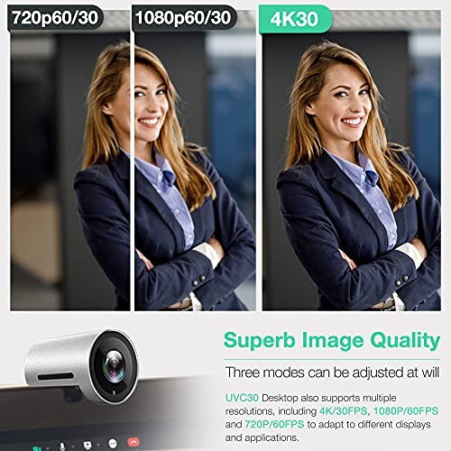 UVC30 Teams  Webcam 4k Web Camera 120 Degree View Desktop Webcam with Microphone 1080P HD Video Streaming Webcam with Windows Hello for Gaming and Recording (USB-A&C)