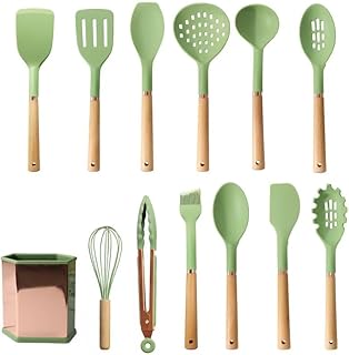 13-Piece Silicone Kitchen Utensil Set with Storage Bucket