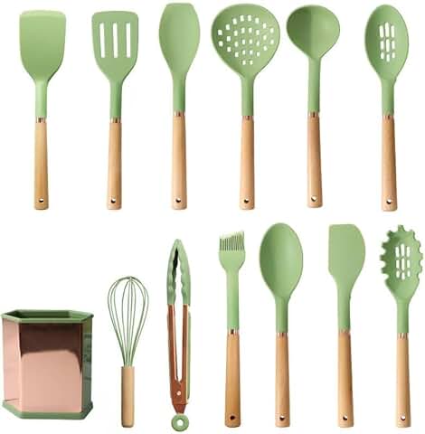 13-Piece Silicone Kitchen Utensil Set with Storage Bucket