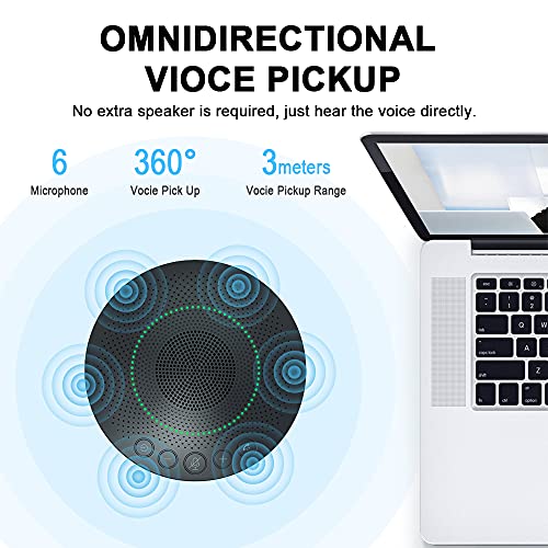 Bluetooth Speakerphone with 6 Mics, Enhanced Voice Pickup, Conference Speaker, 360 Voice Pickup for Home Office, Zoom, Skype, Video Games, Live Streaming