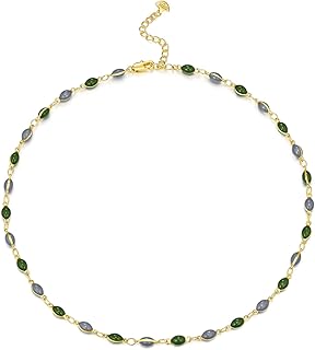 Adjustable 18K Gold Plated Blue Green Enamel Bead Necklace