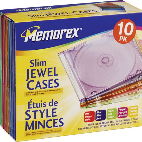 10-Pack CD Slim Jewel Cases 5mm - Assorted Colors