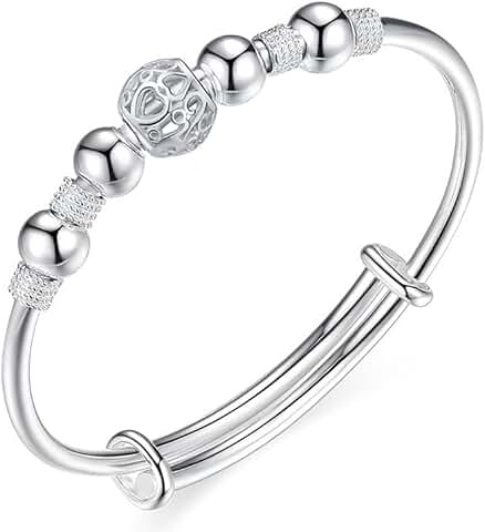 Handmade 925 Silver Beads Bangle for Women