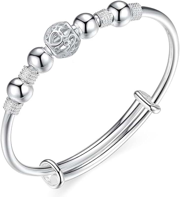 Handmade 925 Silver Beads Bangle for Women