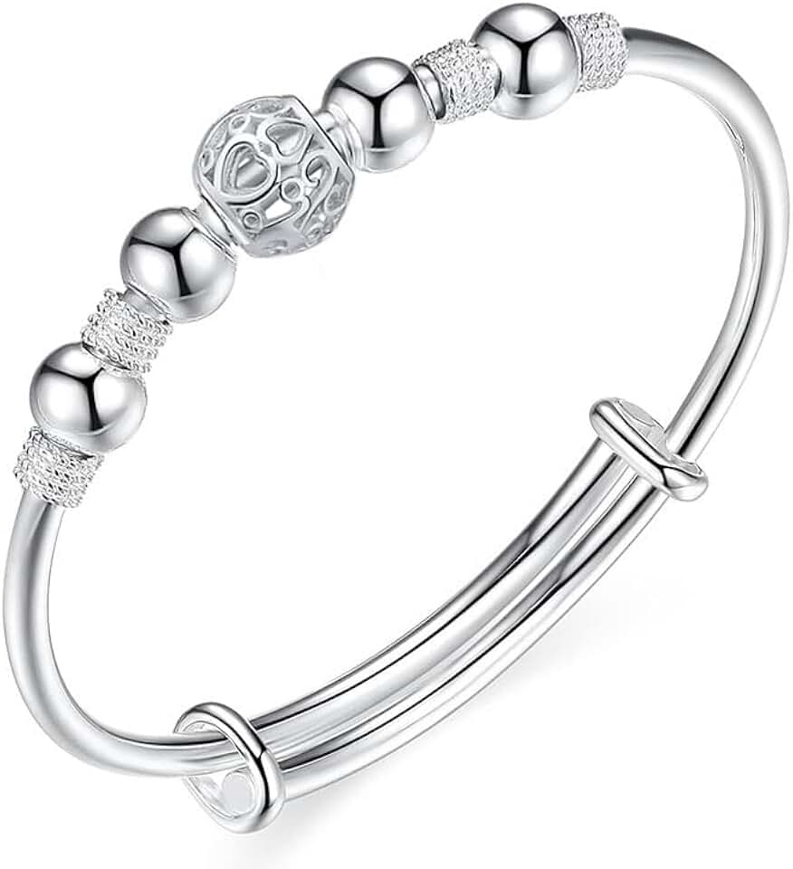 Handmade 925 Silver Beads Bangle for Women