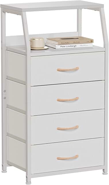 Tall 4-Drawer Dresser with Steel Frame and Wood Top