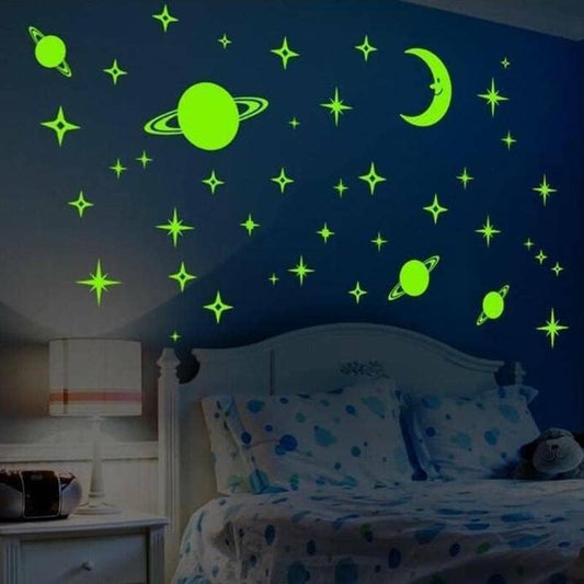 MODAIO-100 Pcs Luminous Star Stickers, Wall Stickers for Bedroom, Living Room, Kids Bedroom Ceiling Decor (Neon Green)
