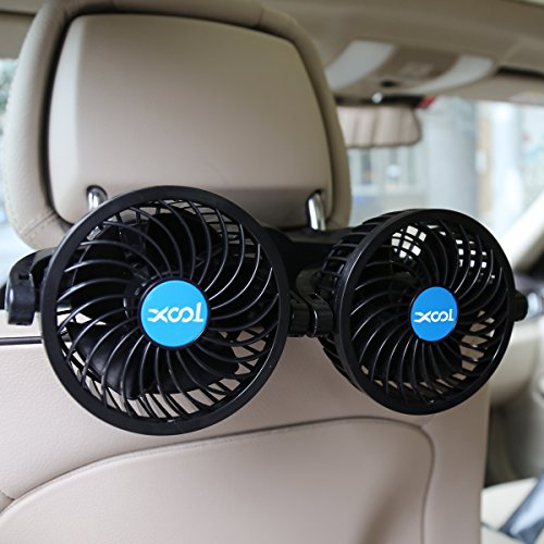 Car Fan, Electric Car Fans for Rear Seat Passenger Portable Car Seat Fan Headrest 360 Degree Rotatable Backseat Car Fan 12V Cooling Air Fan with Stepless Speed Regulation for SUV, RV, Vehicles