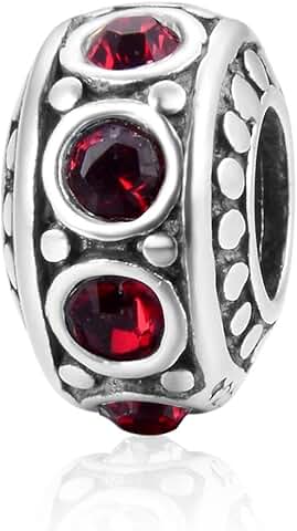 Solid Sterling Silver Birthstone Charm with Cubic Zirconia