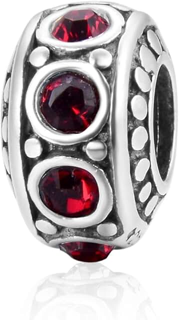 Solid Sterling Silver Birthstone Charm with Cubic Zirconia