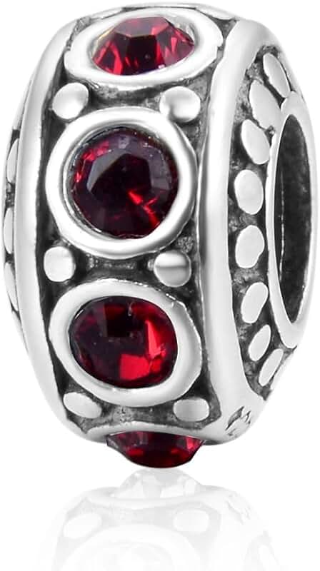Solid Sterling Silver Birthstone Charm with Cubic Zirconia