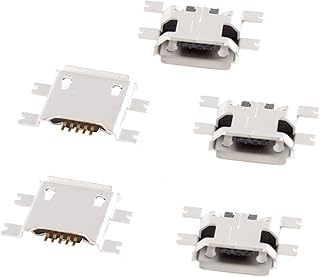 Set of 5 Mini Micro USB Type B Female Solder Connectors