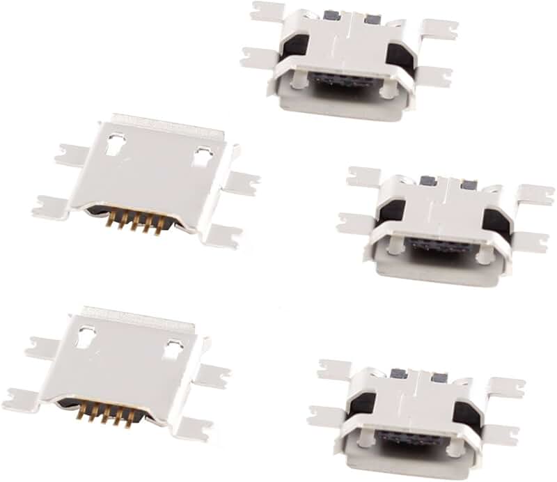 Set of 5 Mini Micro USB Type B Female Solder Connectors