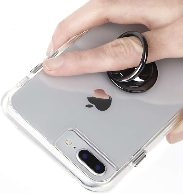 Solid Black Phone Ring Holder and Stand