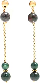 Handmade Natural Stone Drop Earrings with Gold Chain