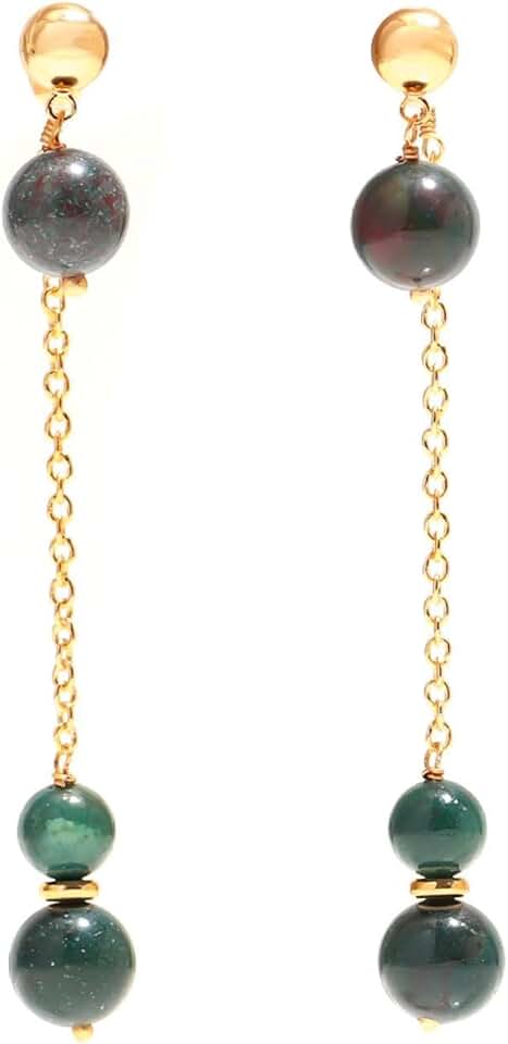 Handmade Natural Stone Drop Earrings with Gold Chain