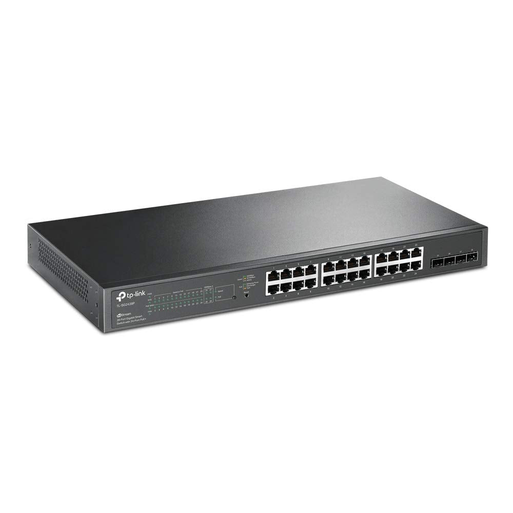 TL-SG2428P Jetstream 28-Port Gigabit Smart Switch with 24-Port PoE+, 4 SFP Slots (250 Watt Budget, Centralized Cloud Management Omada SDN, and Intelligent Monitoring)