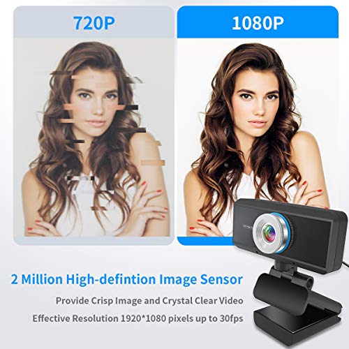 Webcam with Microphone for Desktop - 1080P HD USB Web with Privacy Cover and Tripod - Laptop PC Computer Camera for Recording,Calling,Conferencing,Streaming,Gaming,AutoFocus 3D Noise Reduction