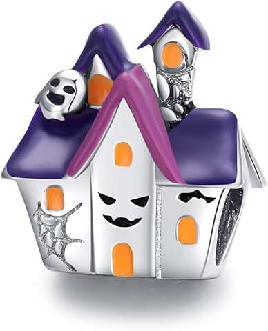 Halloween Bead with Pumpkin and Skull Enamel Charm