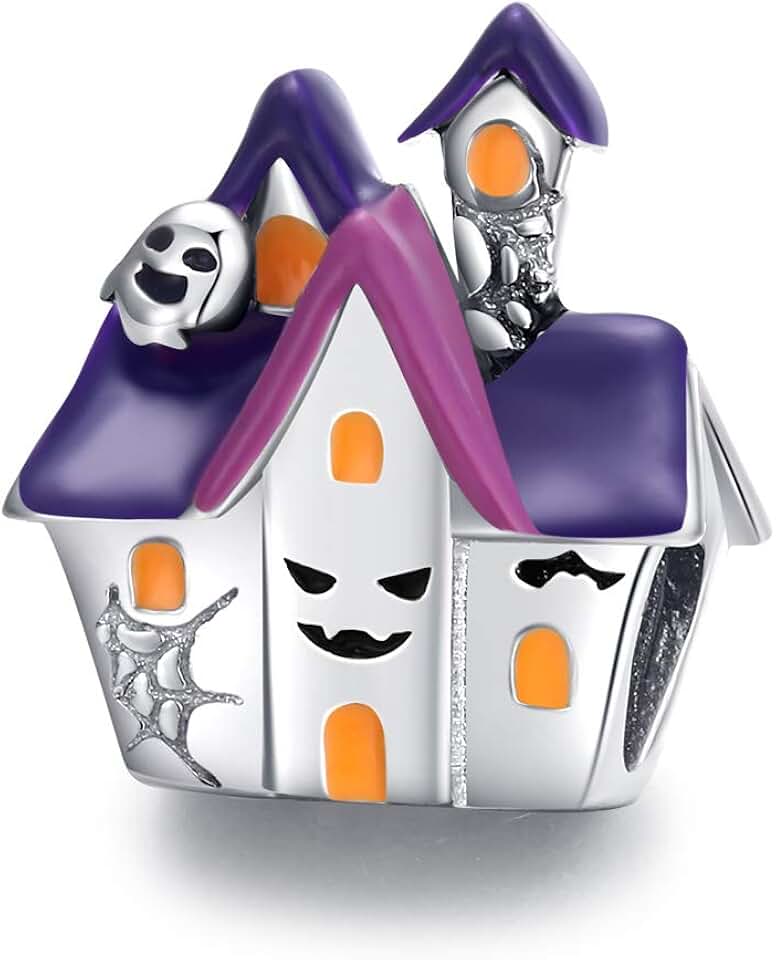 Halloween Bead with Pumpkin and Skull Enamel Charm