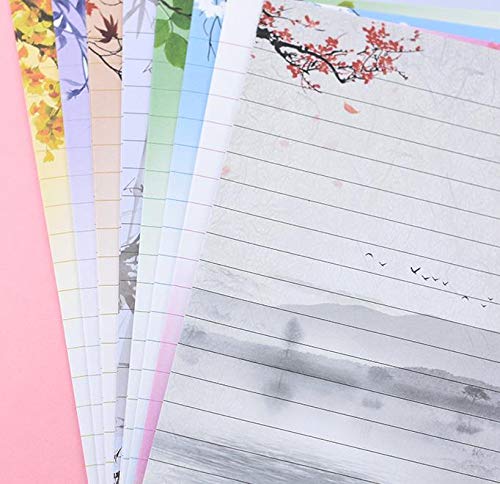 Vintage 40 Lined Writing Stationery Letter Set with 8 Styles