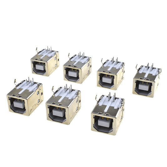 1.5A 30V 4 Pins Type B Female Socket Convenient Direct Replace Steady Contact Easy Install Shielded USB PCB Mount Jack Port Connector Adapter 7 Pieces for DIY Keyboard Printer Projector