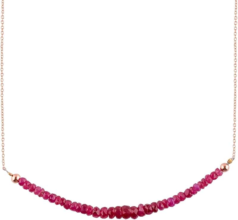 Burmese Ruby Necklace with Sterling Silver Chain