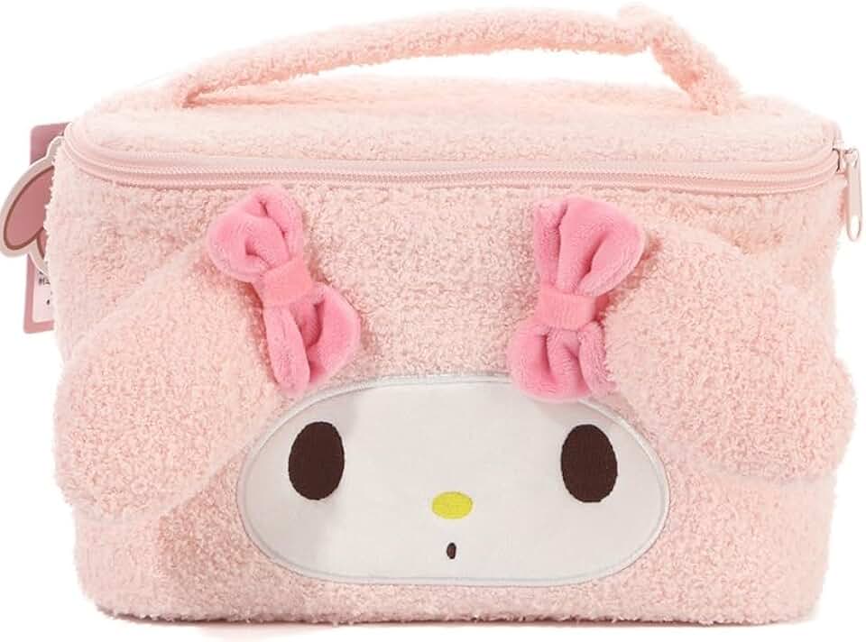 Pink My Melody plush makeup bag with handle