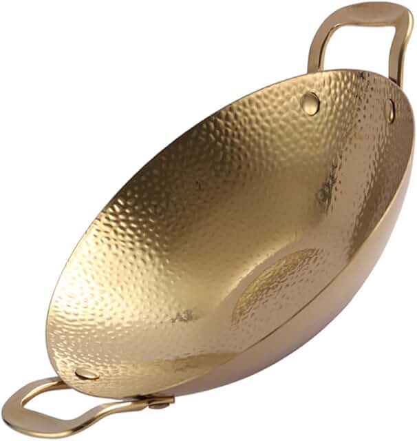 Hammered Double Handle Stainless Steel Griddle Pan