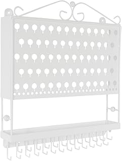 White Wall-Mounted Jewelry Organizer with Tray