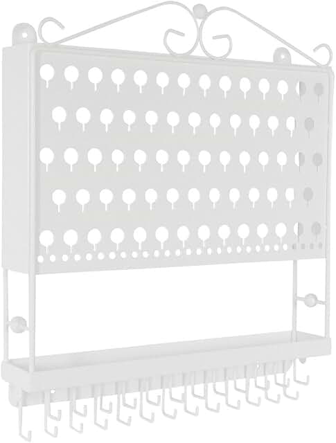 White Wall-Mounted Jewelry Organizer with Tray