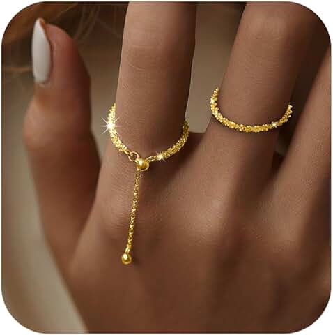Sterling Silver Link Chain Fidget Ring with Dangle Star