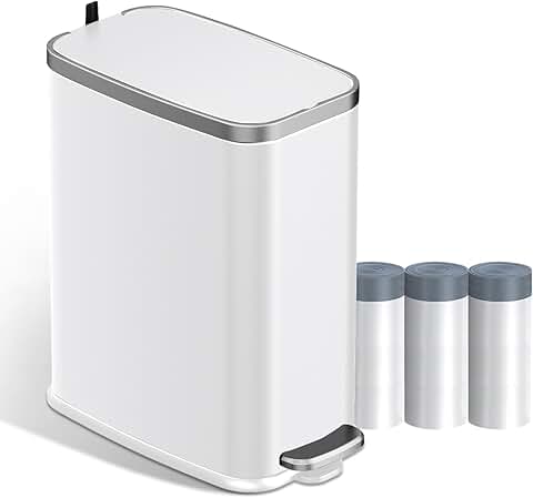 Small Stainless Steel Bathroom Trash Can with Lid