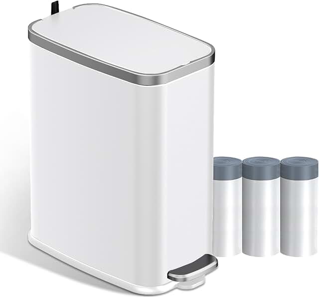 Small Stainless Steel Bathroom Trash Can with Lid