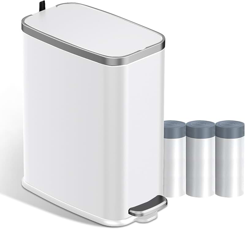 Small Stainless Steel Bathroom Trash Can with Lid