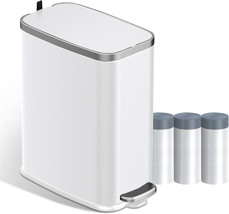 Small Stainless Steel Bathroom Trash Can with Lid
