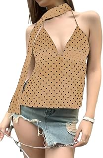 Women's Polka Dot Tie-Front Backless Cami Top