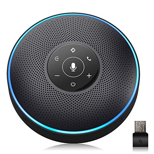 Bluetooth Speakerphone - M2 Black Conference Speaker for 5-8 People Business Conference 360 Voice Pickup 4 AI Microphone Self-Adaptive Conference Call Speaker Skype USB Speakerphone