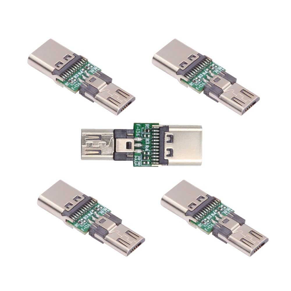 5 Pack 5Pin Micro USB to USB-C Adapter