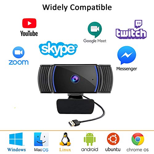 Webcam with Tripod, 1080P Auto Focus Webcam with Mini Tripod